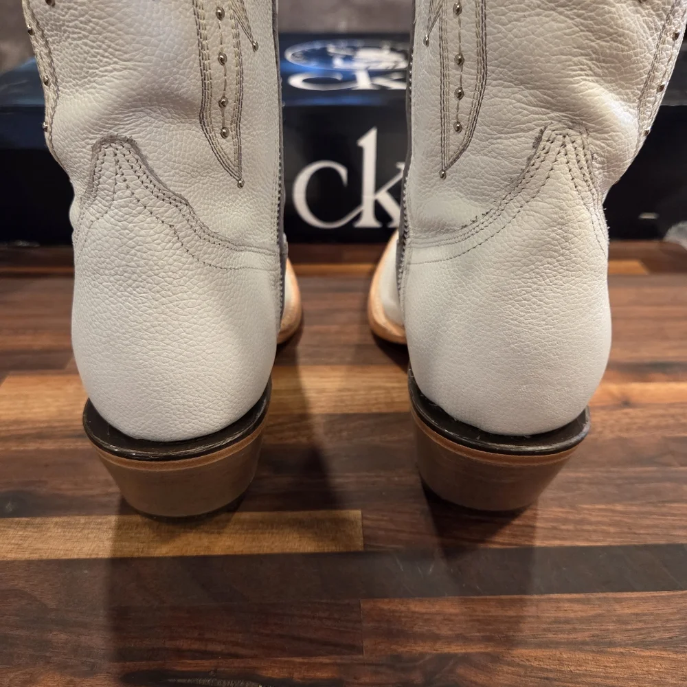 Rock'em NIB Paulina Tall Wide Calf Boots Size 7 White Womens 100% Leather - Picture 9 of 12